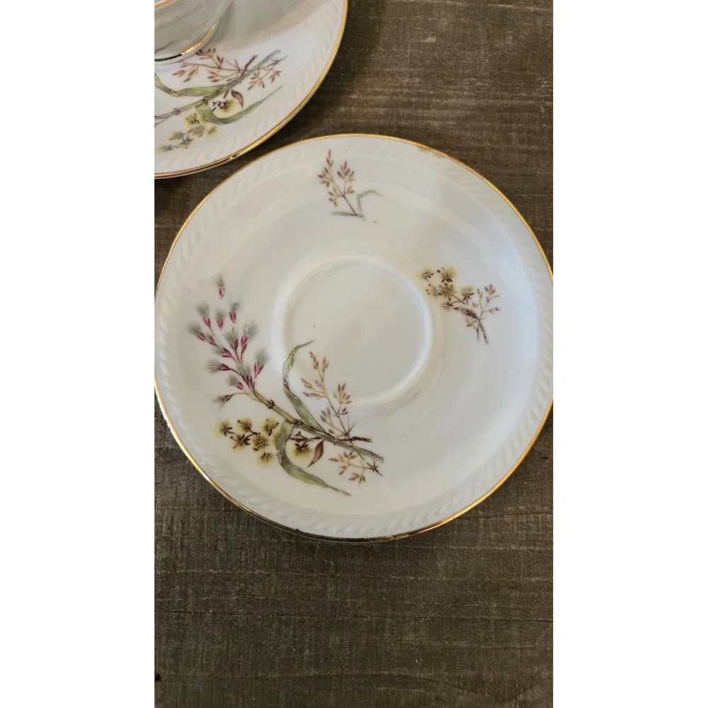 Winterling Bavaria Germany Tea Cup and Saucer Set of 3 Floral Gold Trim China